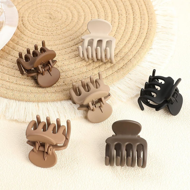 USDNICE 6 Pcs Hair Clips Small Claw Clips for Thin Hair Medium Matte Non-slip Hair Accessories for Women and Girls (Coffee Brown) - Image 2